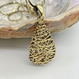 Veronese 18k Gold Plate 925 Sterling Silver Wire Teardrop Pendant Necklace 20"